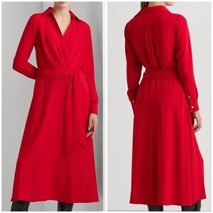 NWT Lauren Ralph Lauren Georgette Midi Dress; Faux Wrap - HOLIDAY PARTY - 16